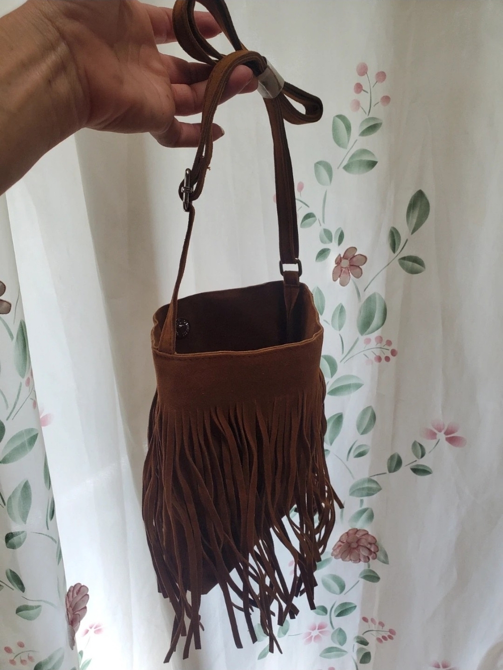 Brown Fringe Suede Crossbody Bag - Picture 3 of 8